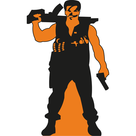 1985 Retro Action Movie Commando Man Silhouete Cardboard Cutout