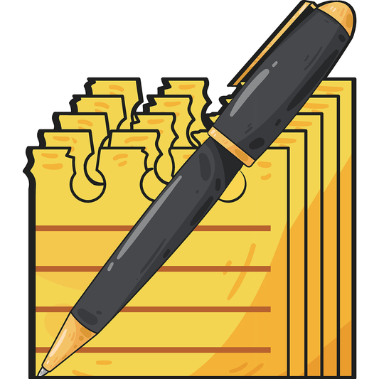 Pen and Paper Notepad Pages Cardboard Cutout