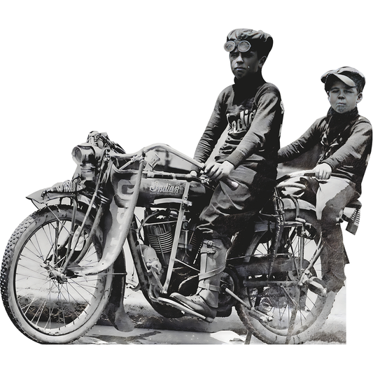 1909 Life Size Abernathy Brothers Kids Motorcycle Adventure Cardboard Cutout