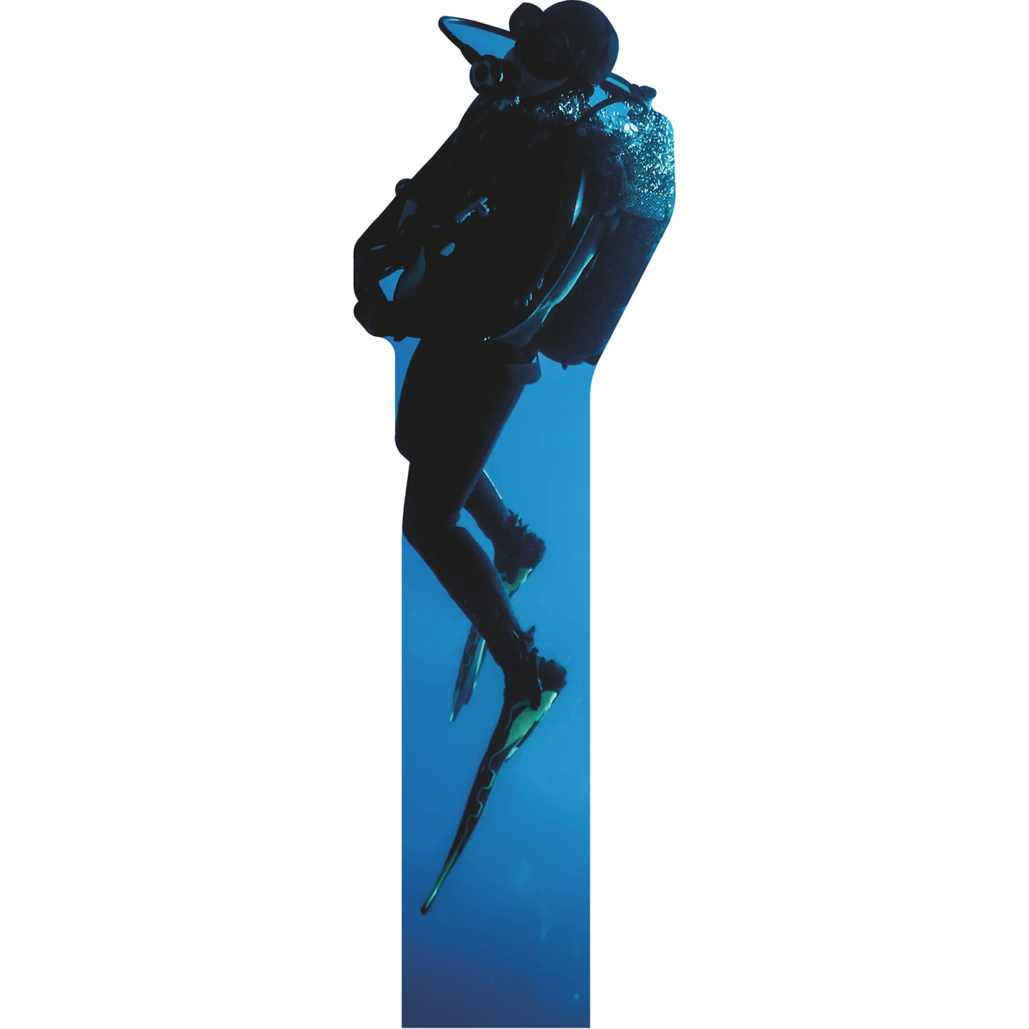 Deep Water Scuba Diver Under Water Silhouette Cardboard Cutout