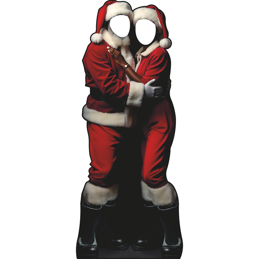 Mr & Mrs Afro Black Santa Claus Christmas Stand In Cardboard Cutout