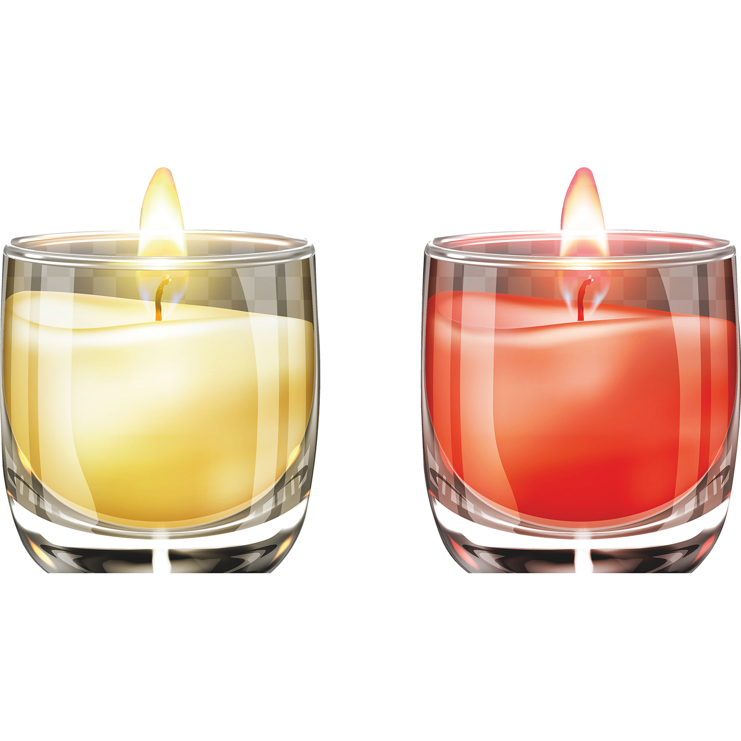 Glass Wax Candle Light White Red 2pack Cardboard Cutout