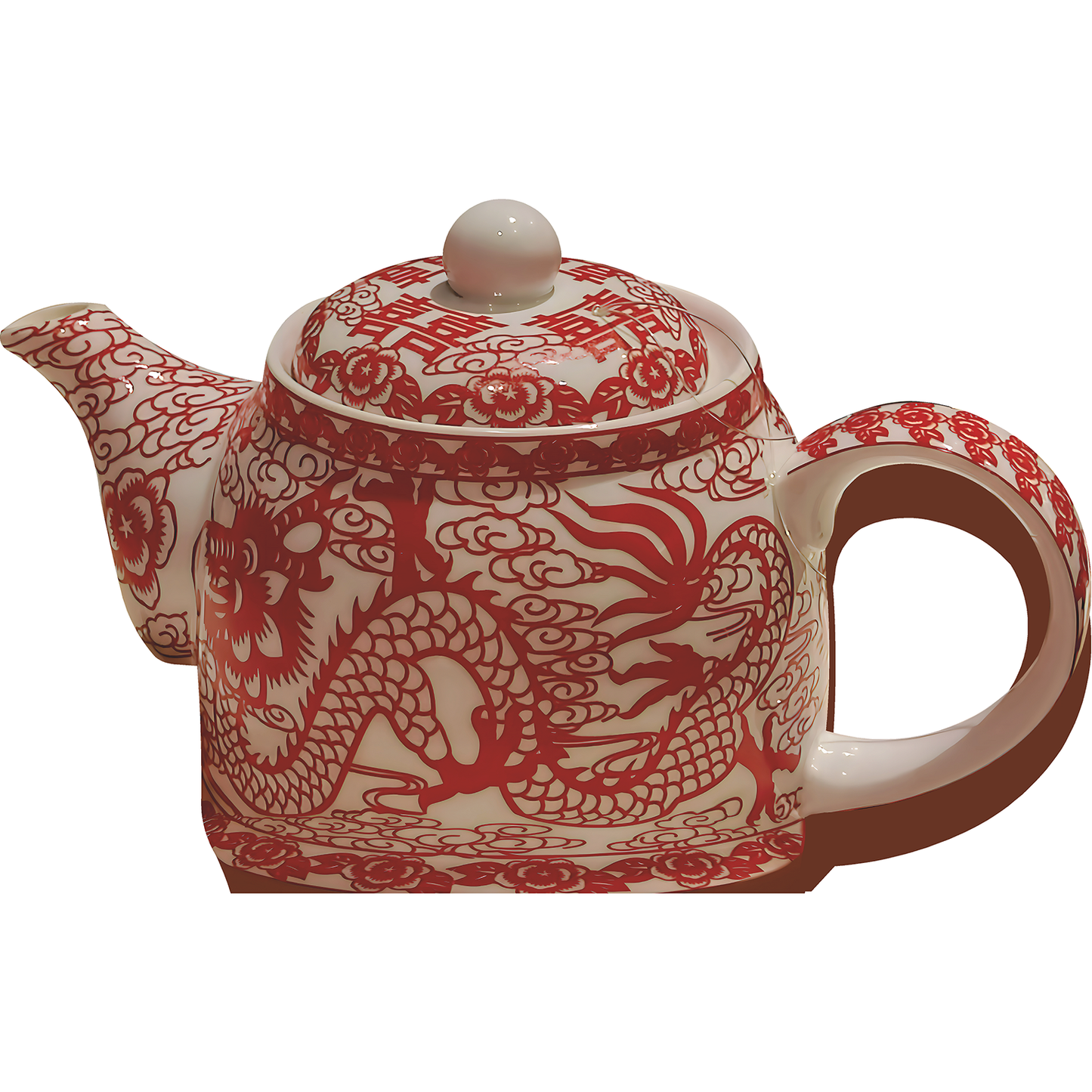 Chinese Red White Dragon Tea Pot Cardboard Cutout