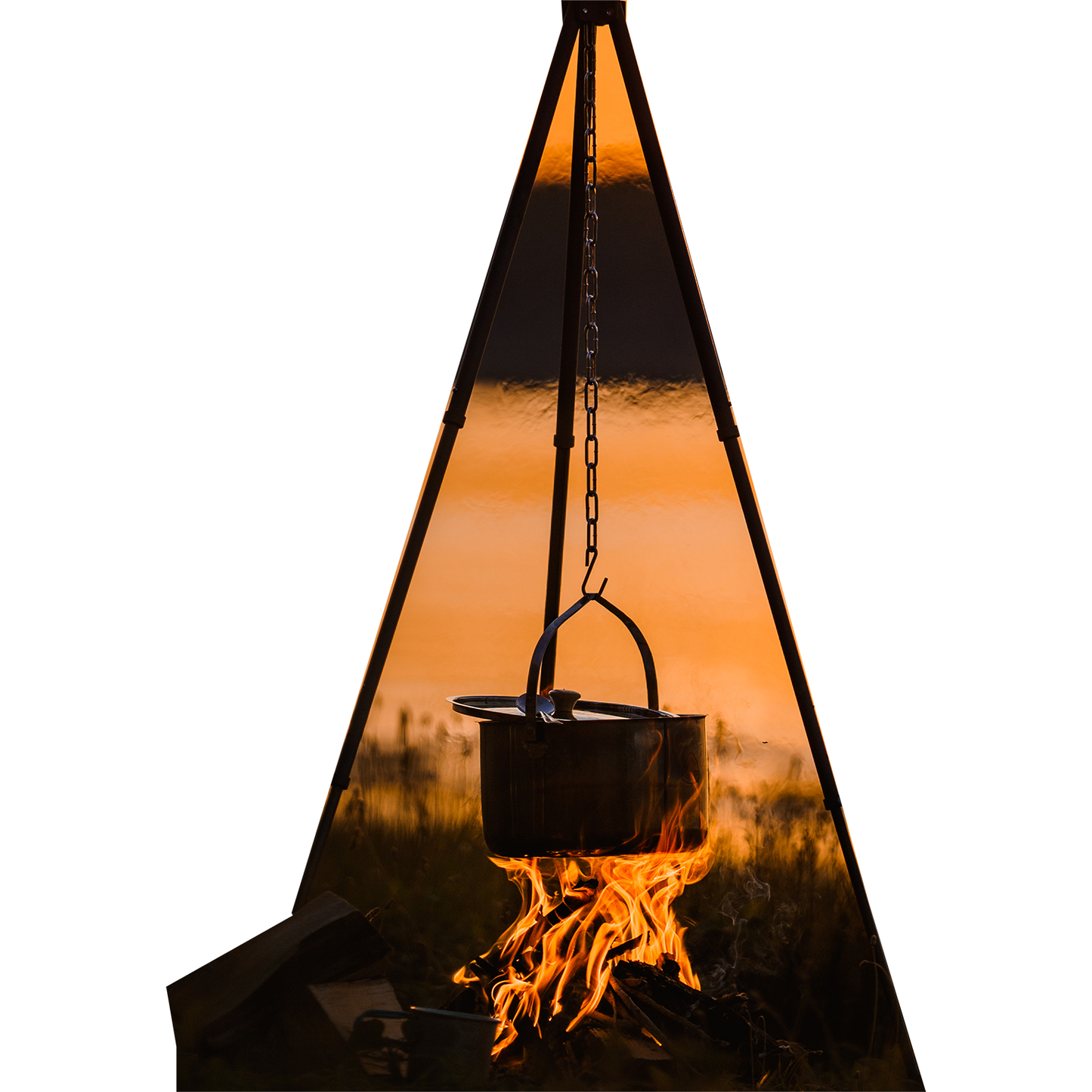 Cast Iron Pot Kettle Silhouette Camp Fire Off Grid Cooking Cardboard Cutout