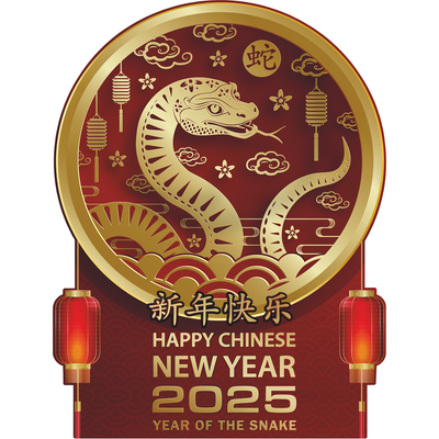 Happy Chinese New Year Snake Zodiac 2025 Cardboard Cutout