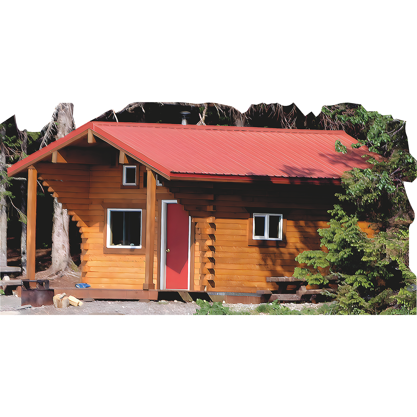Alaskan Mountain Man Log Cabin Off Grid Woods Camp Cardboard Cutout