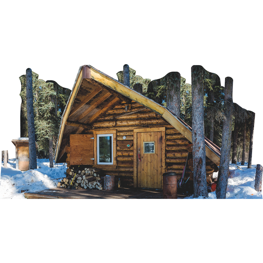 Off Grid Winter Shelter Trapper Cabin Cardboard Cutout