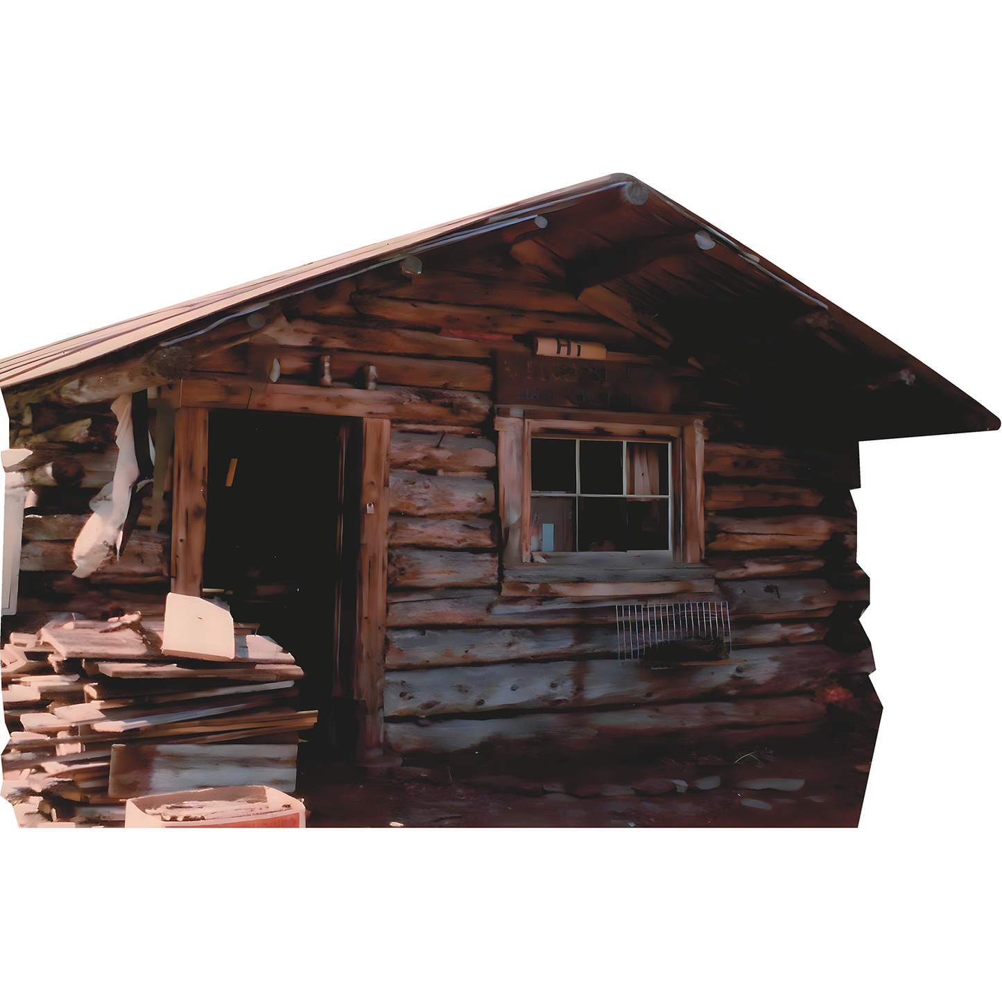 Rustic 1800s Western Off Grid Log Cabin Cardboard Cutout