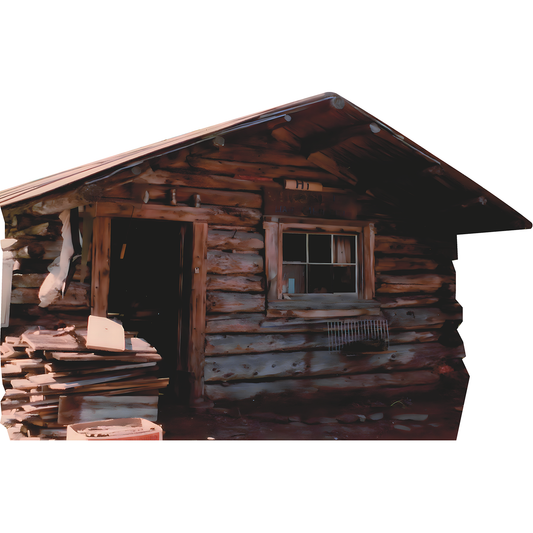Rustic 1800s Western Off Grid Log Cabin Cardboard Cutout