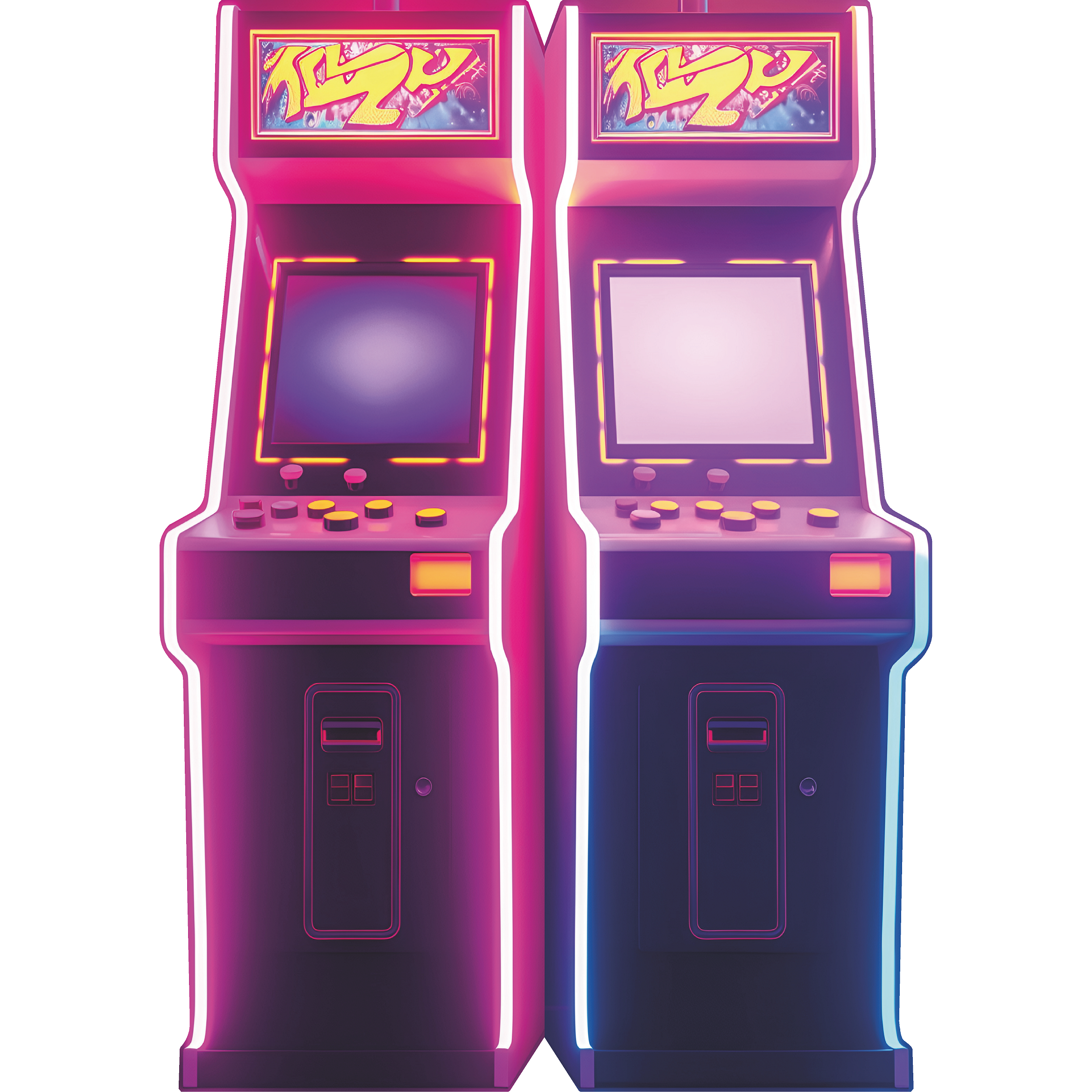 Neon 80s Rad Arcade Video Game Cabinets Cardboard Cutout – Life Size ...