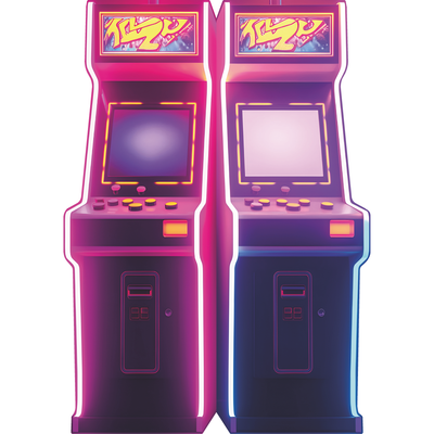 Neon 80s Rad Arcade Video Game Cabinets Cardboard Cutout