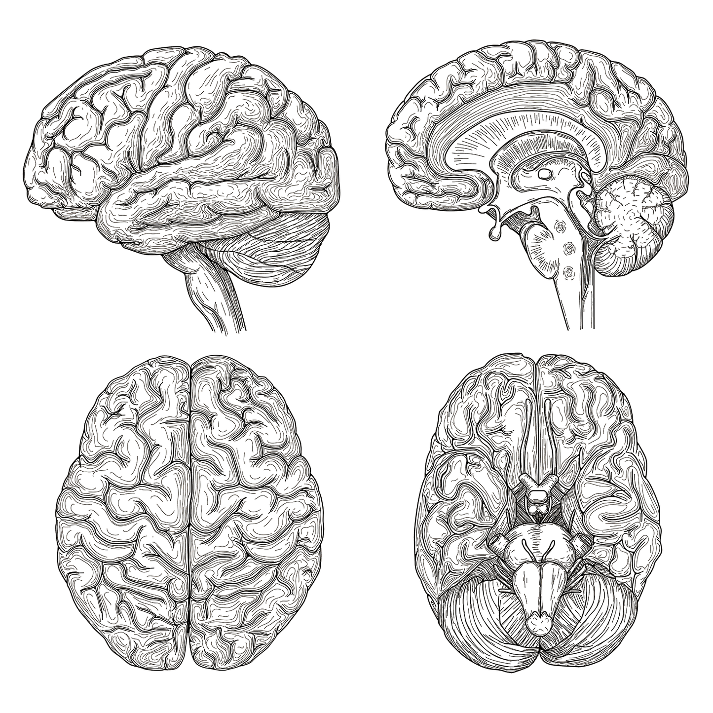 Anatomical Human Brain 4pack Illustration Science Biology Cardboard Cutout