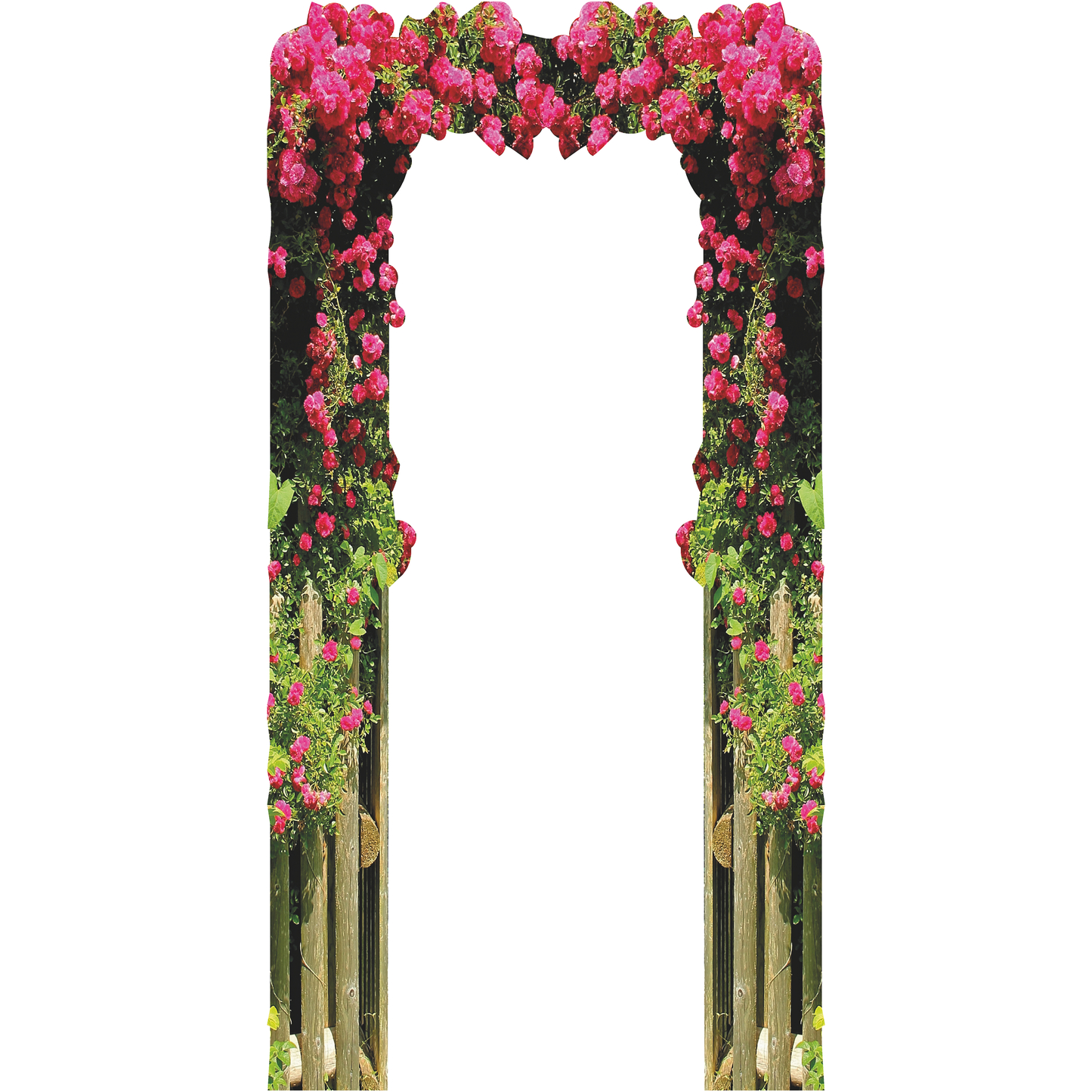 Red Rose Wood Garden Arch Gate Cardboard Cutout
