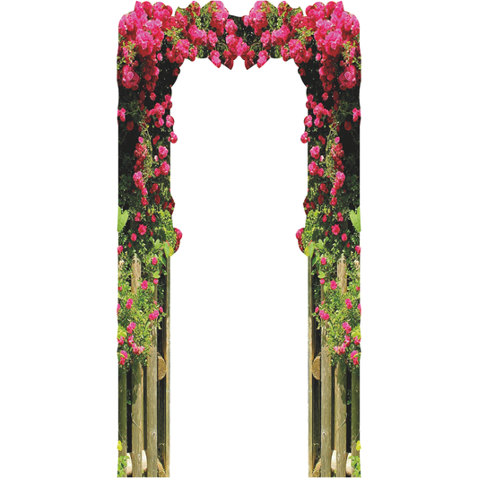 Red Rose Wood Garden Arch Gate Cardboard Cutout