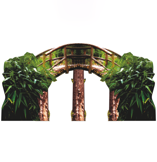 Japanese Garden Bridge Creek Water Tree Bush Cardboard Cutout