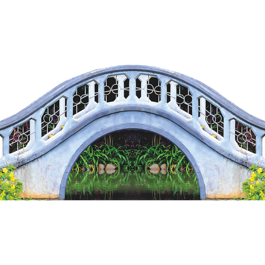 Zen Garden Arch Bridge Bush Pond Water Prop Cardboard Cutout