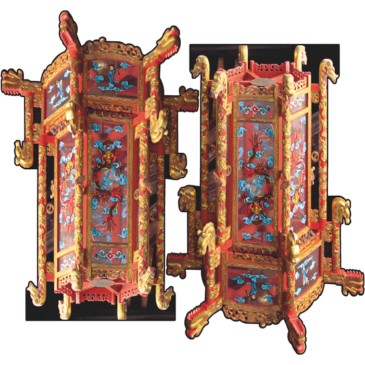 40in 2pack Japanese Hanging Lantern Dragon Red Gold Cardboard Cutout