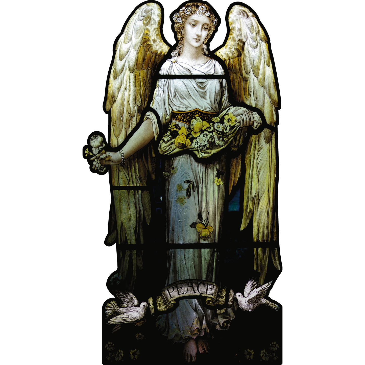 Peace Angel With Doves Stain Glass Cardboard Cutout