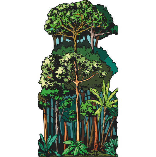 Rain Forest Illustration Trees and Grass Cardboard Cutout