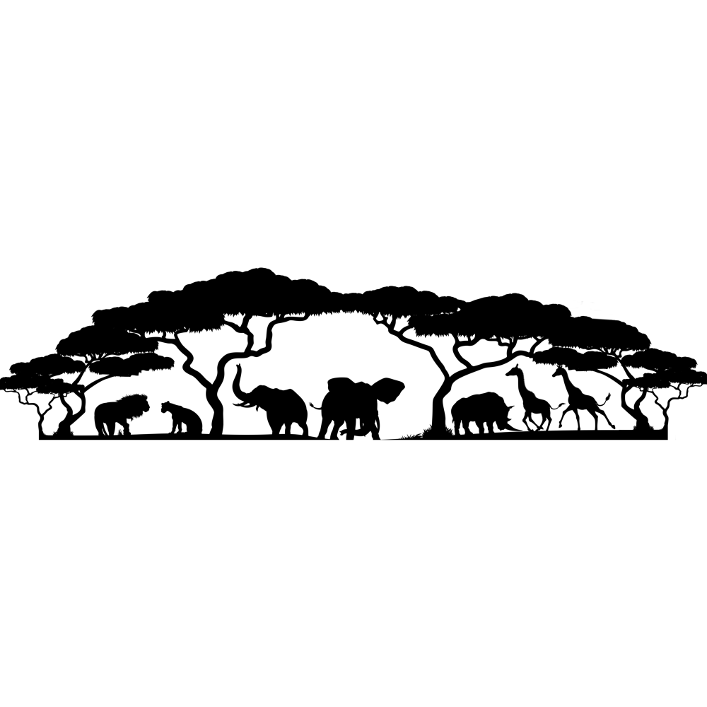 African Safari Animal Landscape Silhouette Cardboard Cutout