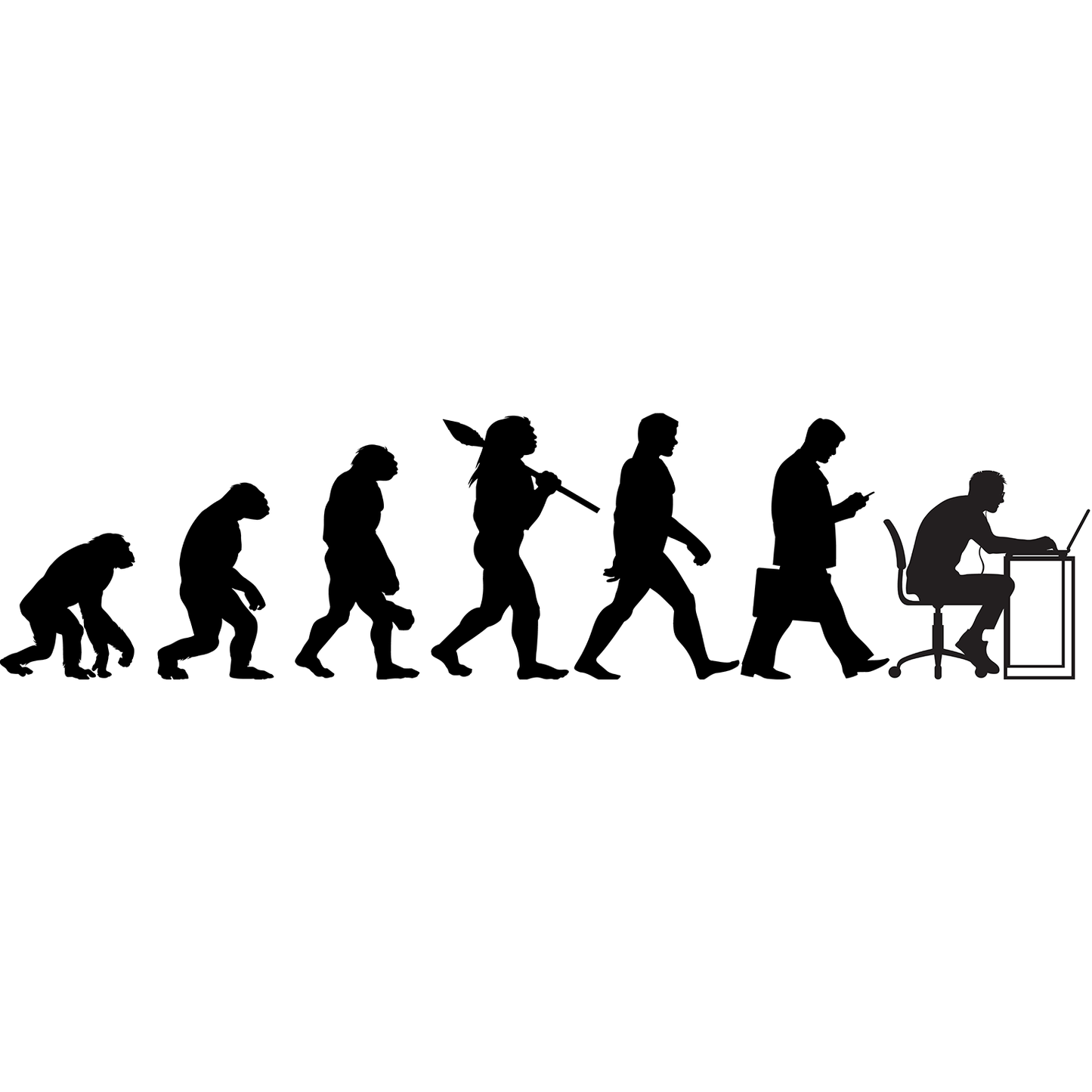 7pack Evolution of Man Silhouette Cardboard Cutout