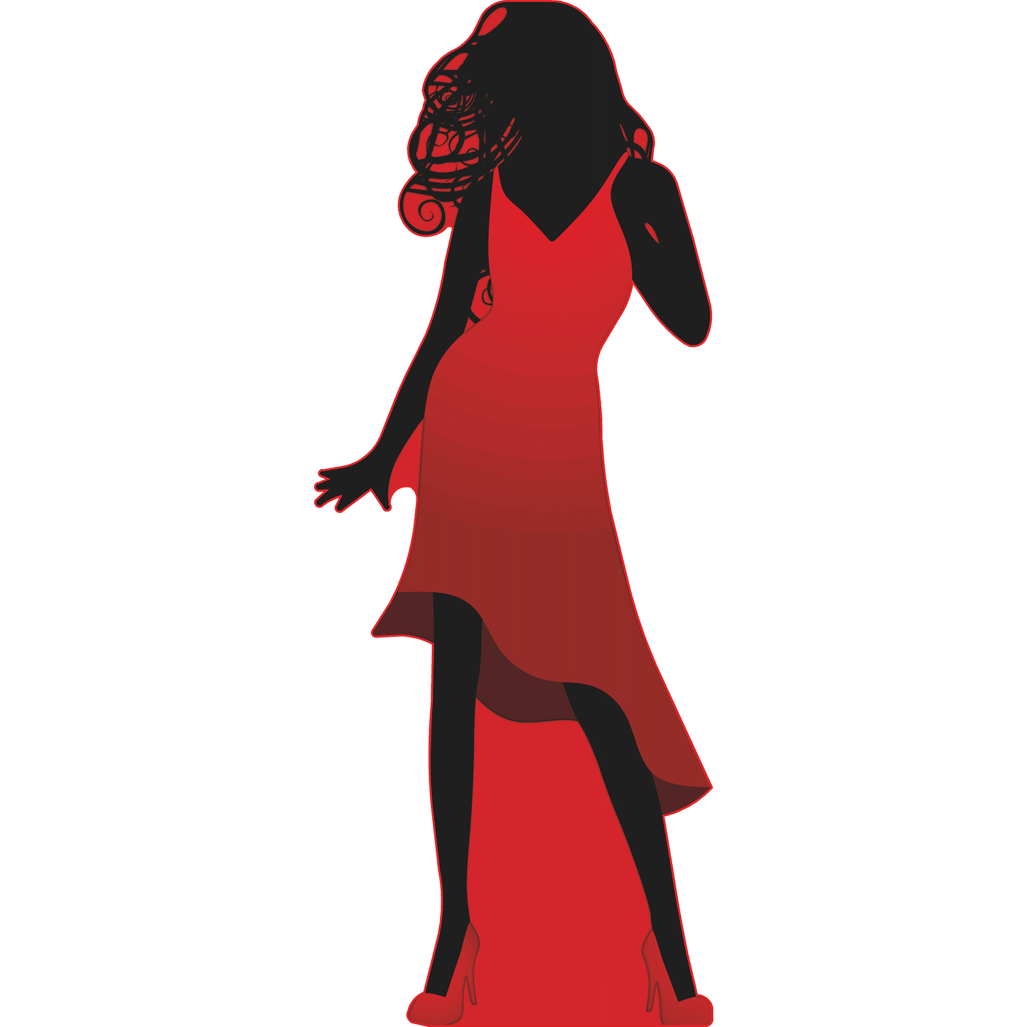 Lady Woman in Red Dress Silhouette Cardboard Cutout