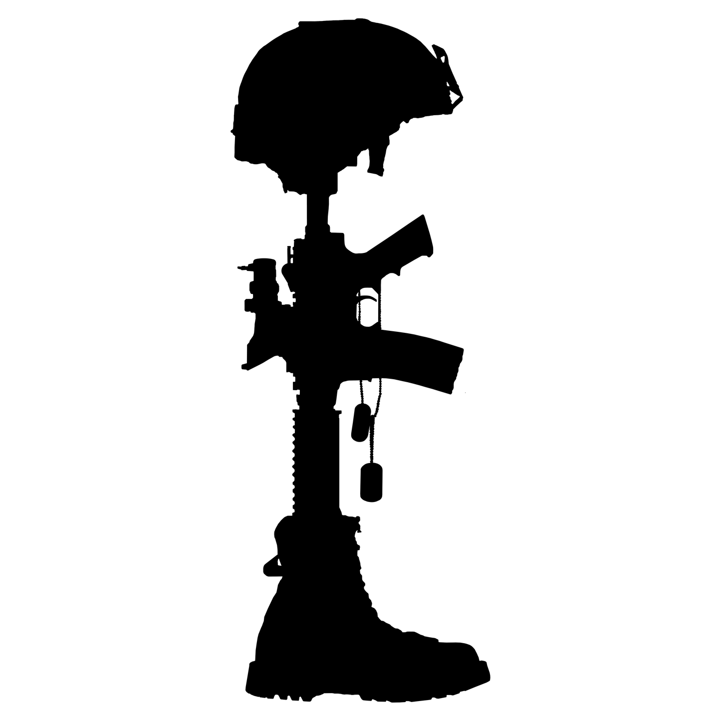 Battlefield Cross Fallen Soldier Boot M16 Helmet Dog Tags Military Silhouette Cardboard Cutout