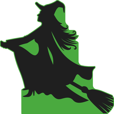 Wicked Witch Riding Broomstick Silhouette Cardboard Cutout