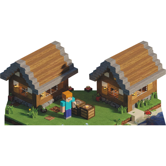 Video Game Gold Mine Pixel Crafting House Home Landscape Cardboard Cutout