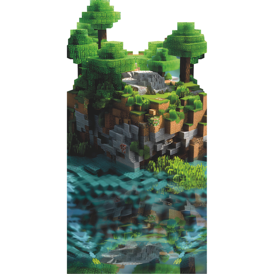 Gold Mine Pixel Crafting Game Island Tree Ocean Grass Rock Cardboard Cutout