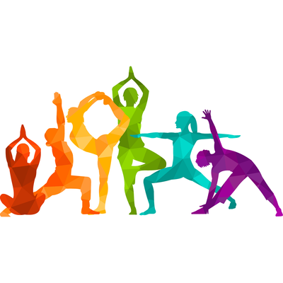 Colorful Yoga Posing Silhouettes Cardboard Cutout