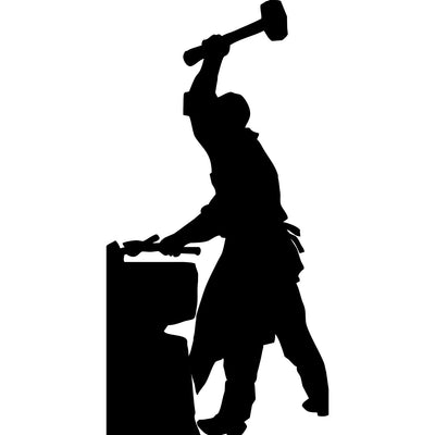 Blacksmith Swordsman Hammer Anvil Silhouette Cardboard Cutout