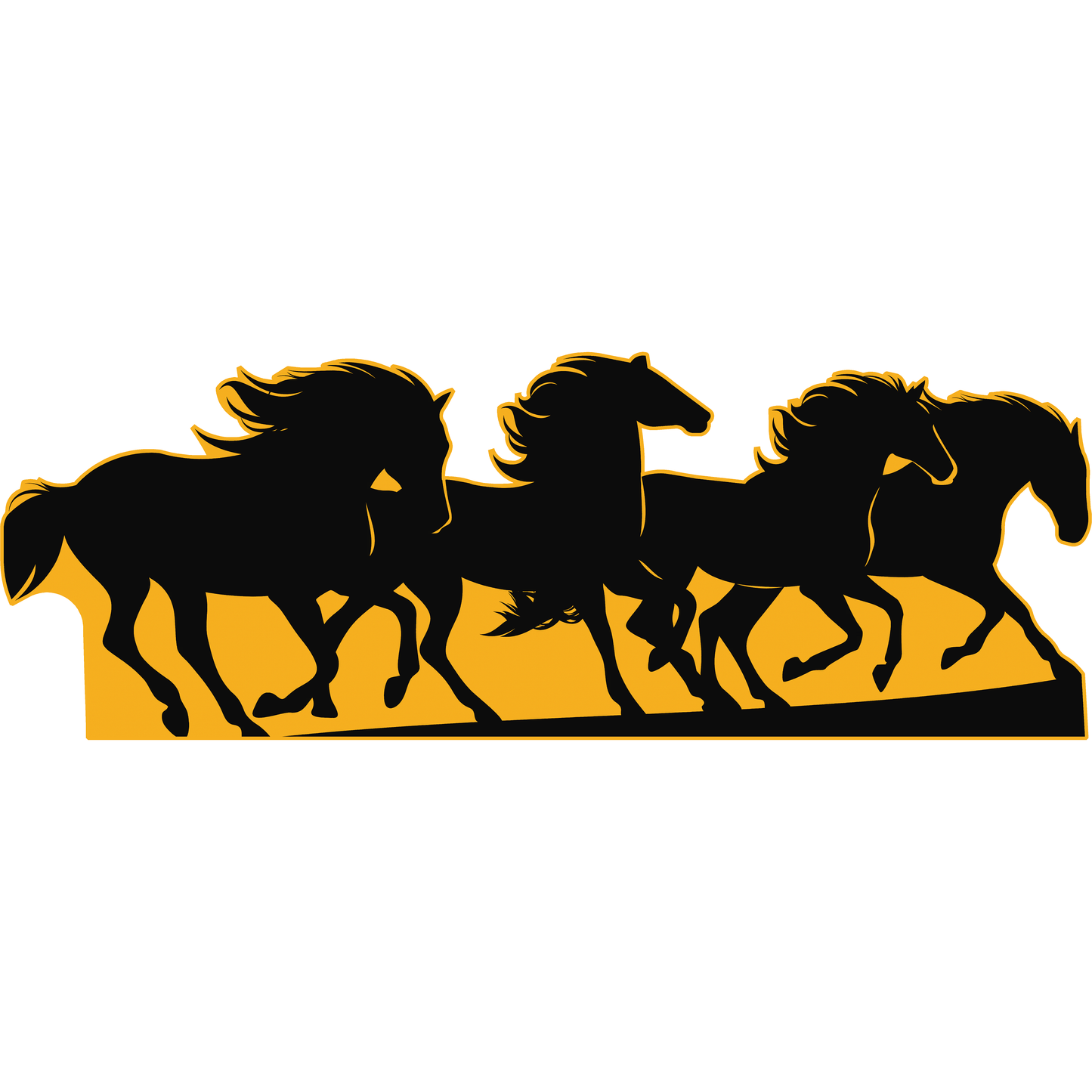 Wild Mustang Horse Herd Running Silhouette Cardboard Cutout