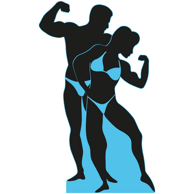 Athletic Body Building Builder Gym Couple Silhouette Muscles Cardboard Cutout