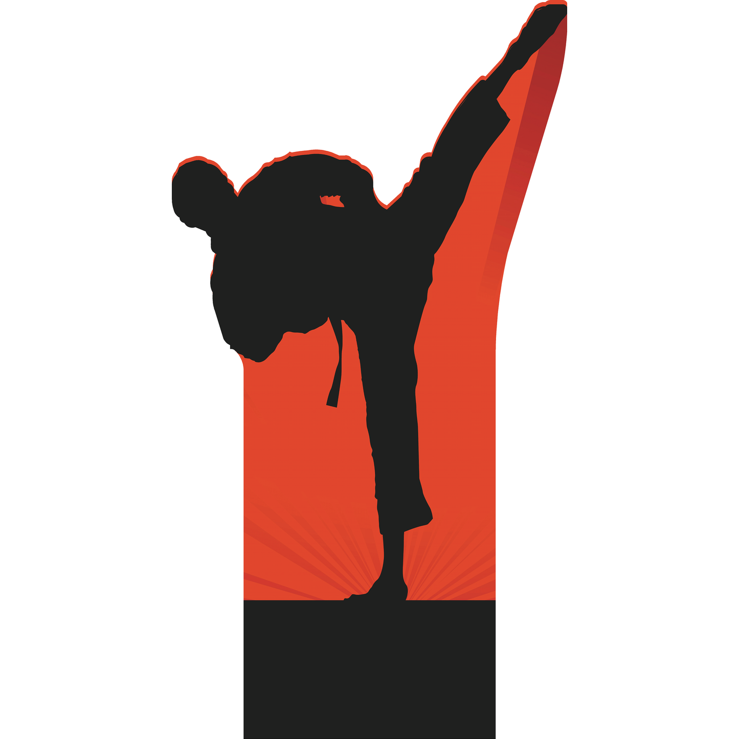 Red Karate Kick Man Kid Ninja Silhouette Cardboard Cutout