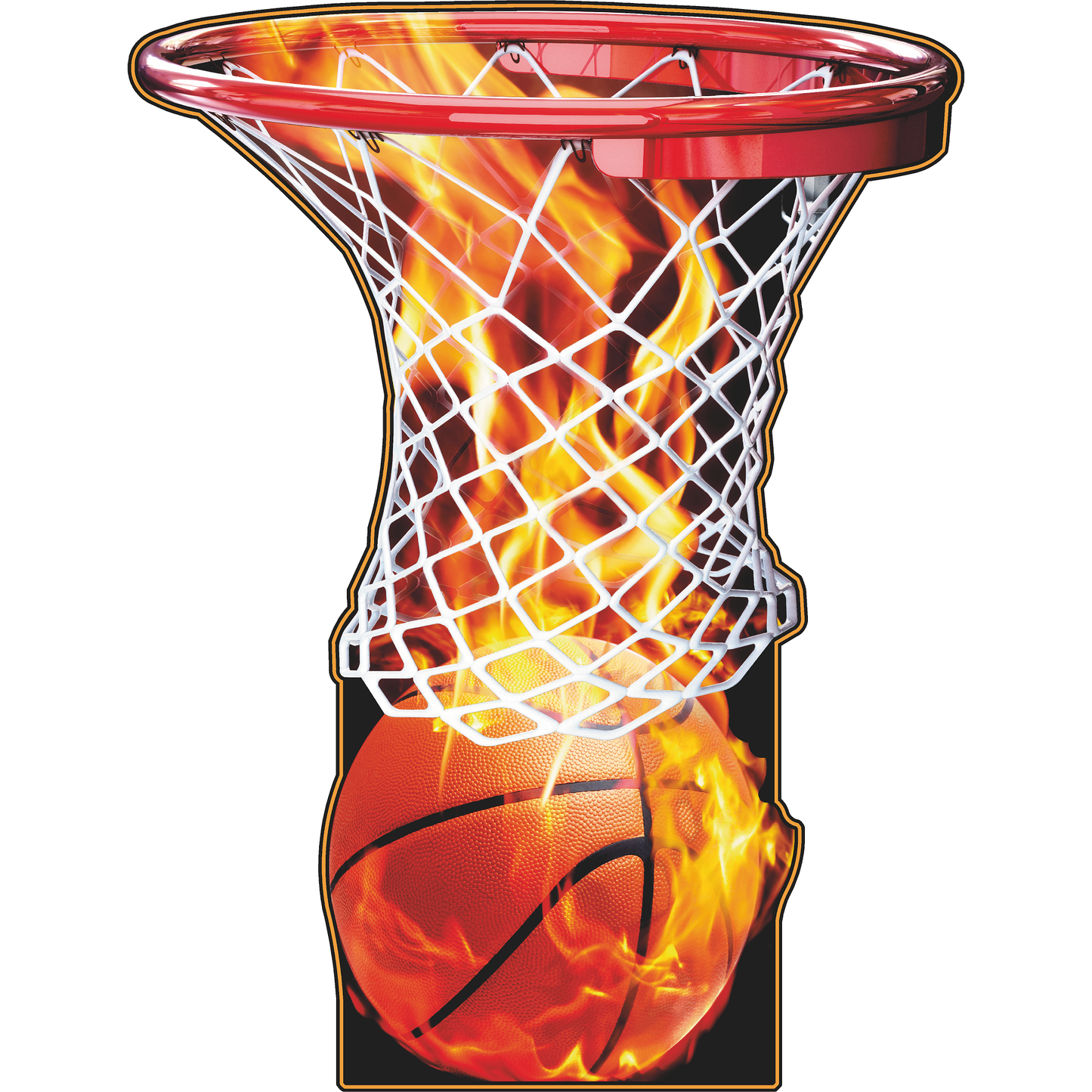 Basketball Jam Hoop Ball On Fire Cardboard Cutout