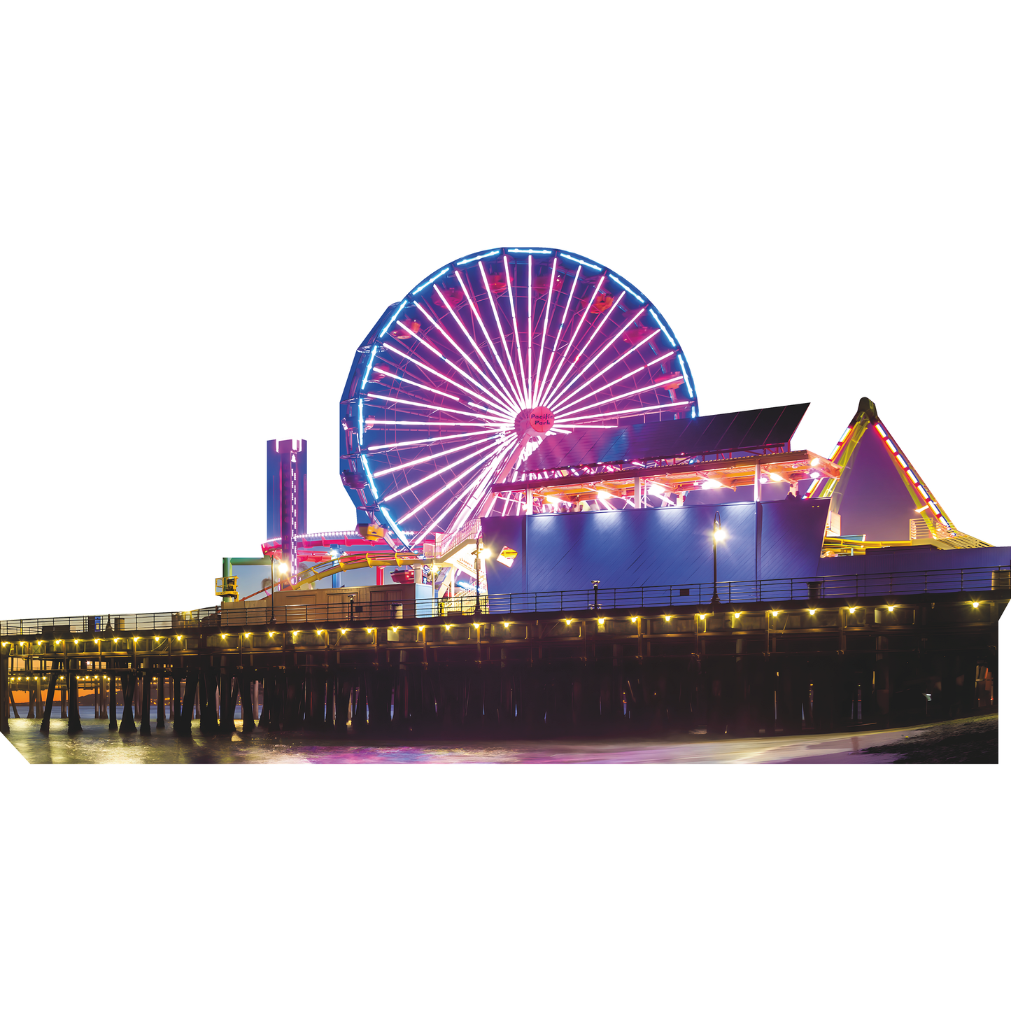 Santa Monica Pier Night Lights California Cardboard Cutout