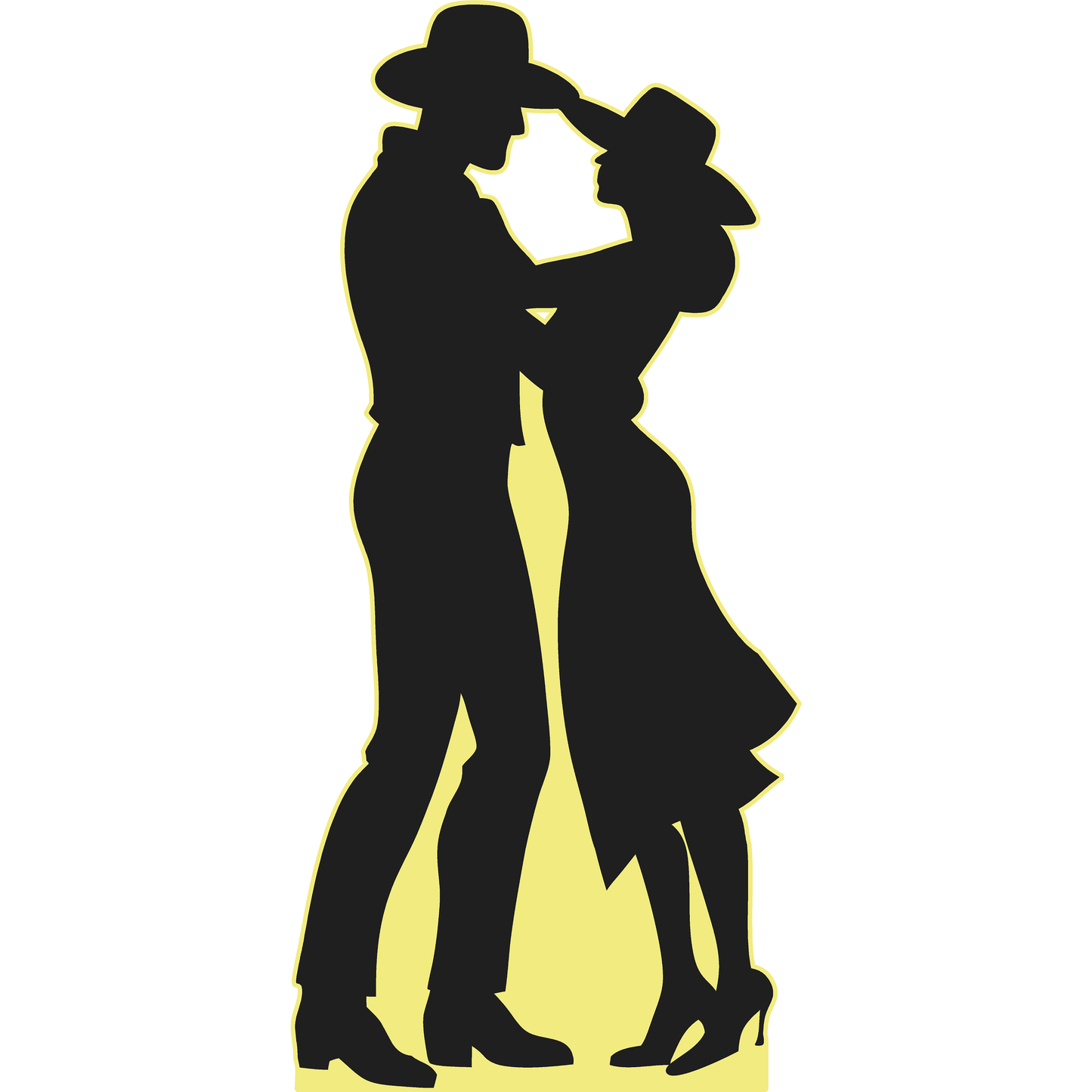Country Western Texas Cowboy Couple Hugging Silhouette Cardboard Cutout