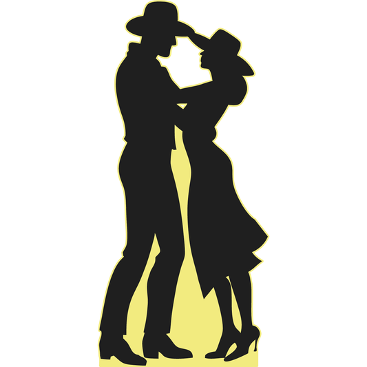 Country Western Texas Cowboy Couple Hugging Silhouette Cardboard Cutout
