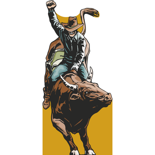 Rodeo Western Texas Cowboy Riding Bull Cardboard Cutout