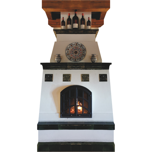 Fancy Fireplace Fine China Wine Bottles Wall Cardboard Cutout