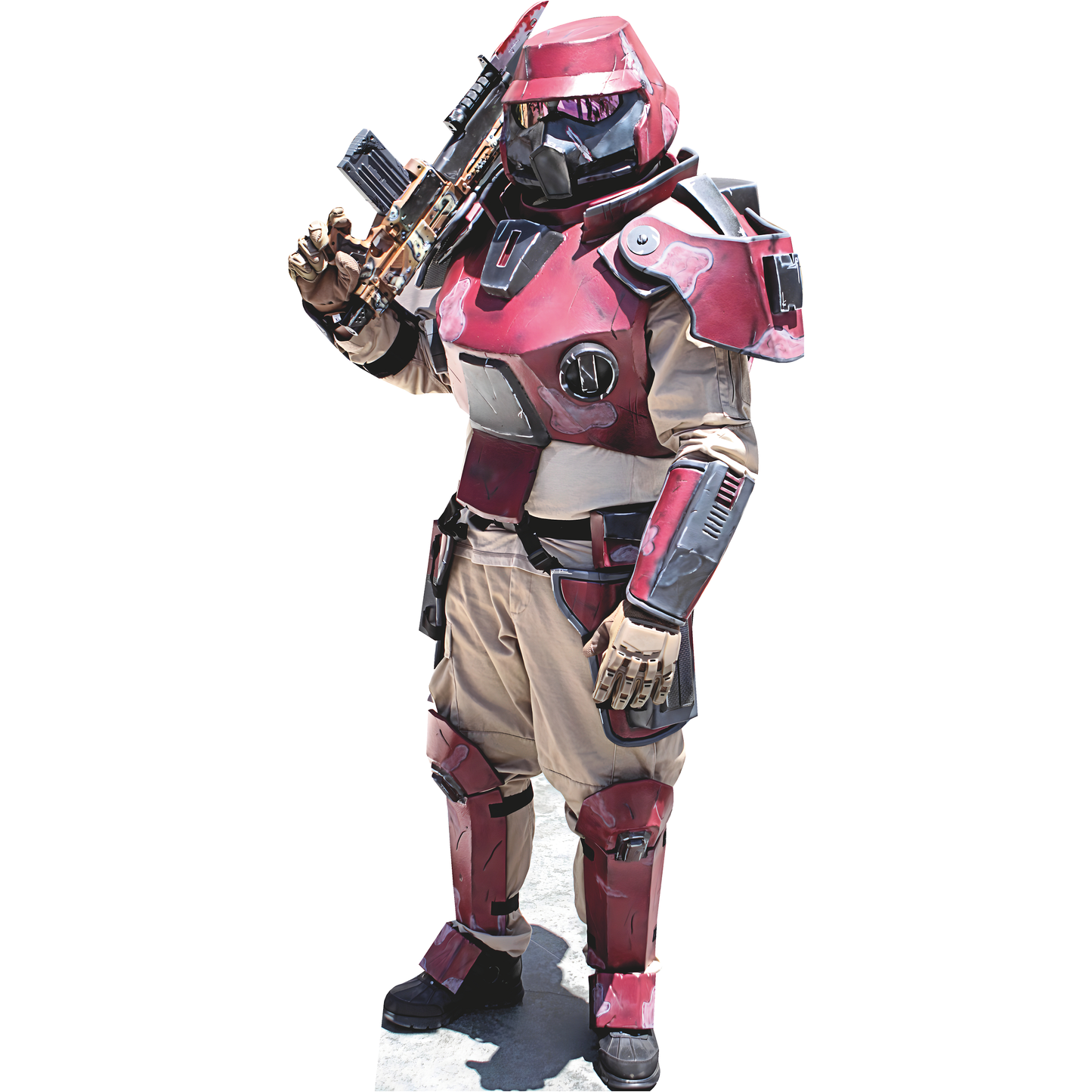 Red Armor Space Marine Soldier Rifle Gun Commando Cardboard Cutout
