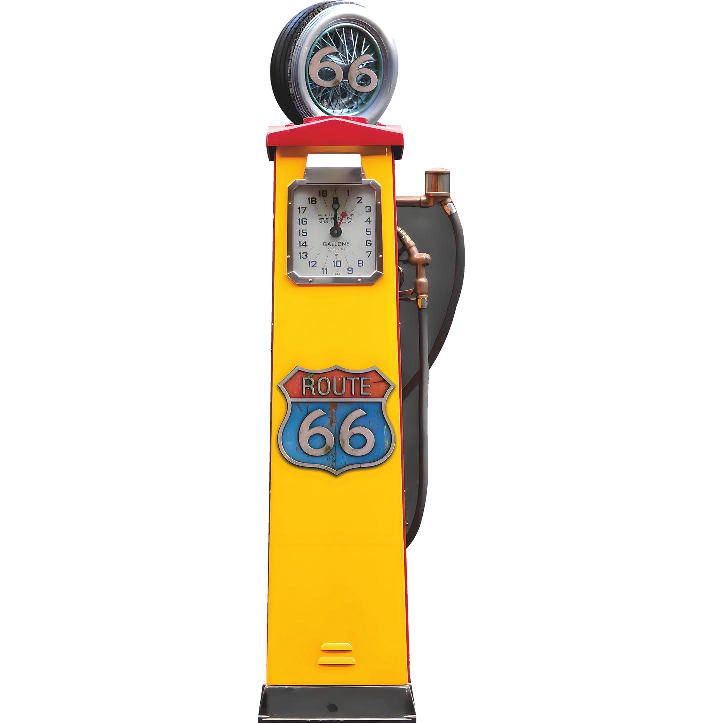 Vintage Yellow 1930 Route 66 Gas Pump Cardboard Cutout