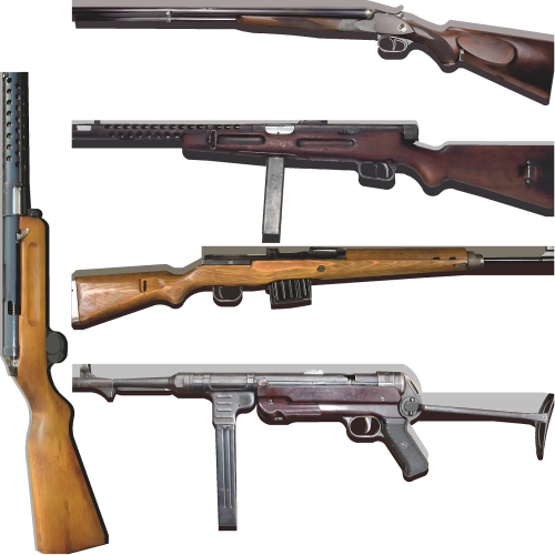 World War II WW2 WWII Weapon Gun Prop 5Pack Cardboard Cutout