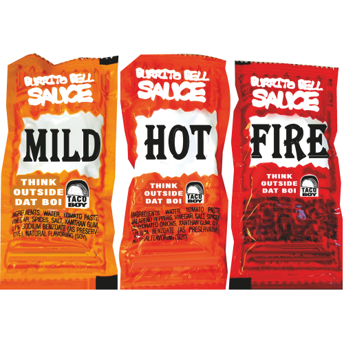 Taco Boy Burrito Bell Pepper Hot Sauce Packets Mild Fire Salsa Cardboard Cutout