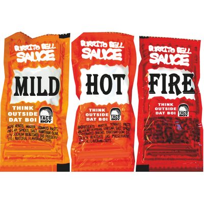 Taco Boy Burrito Bell Pepper Hot Sauce Packets Mild Fire Salsa Cardboard Cutout