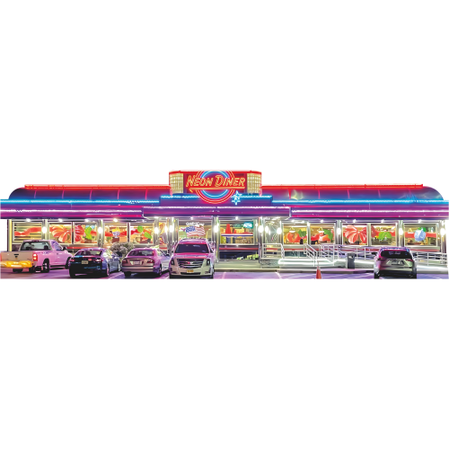 Neon 1950s Night Diner Restaurant Cardboard Cutout