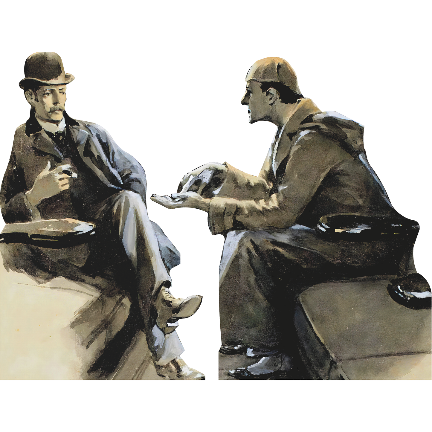 Sherlock Holmes and Watson Sitting Life Size Cardboard Cutout