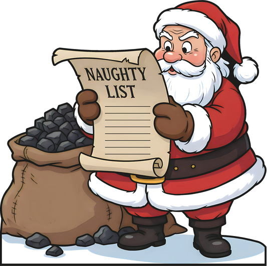 Cartoon Santa Naughty List Cardboard Cutout