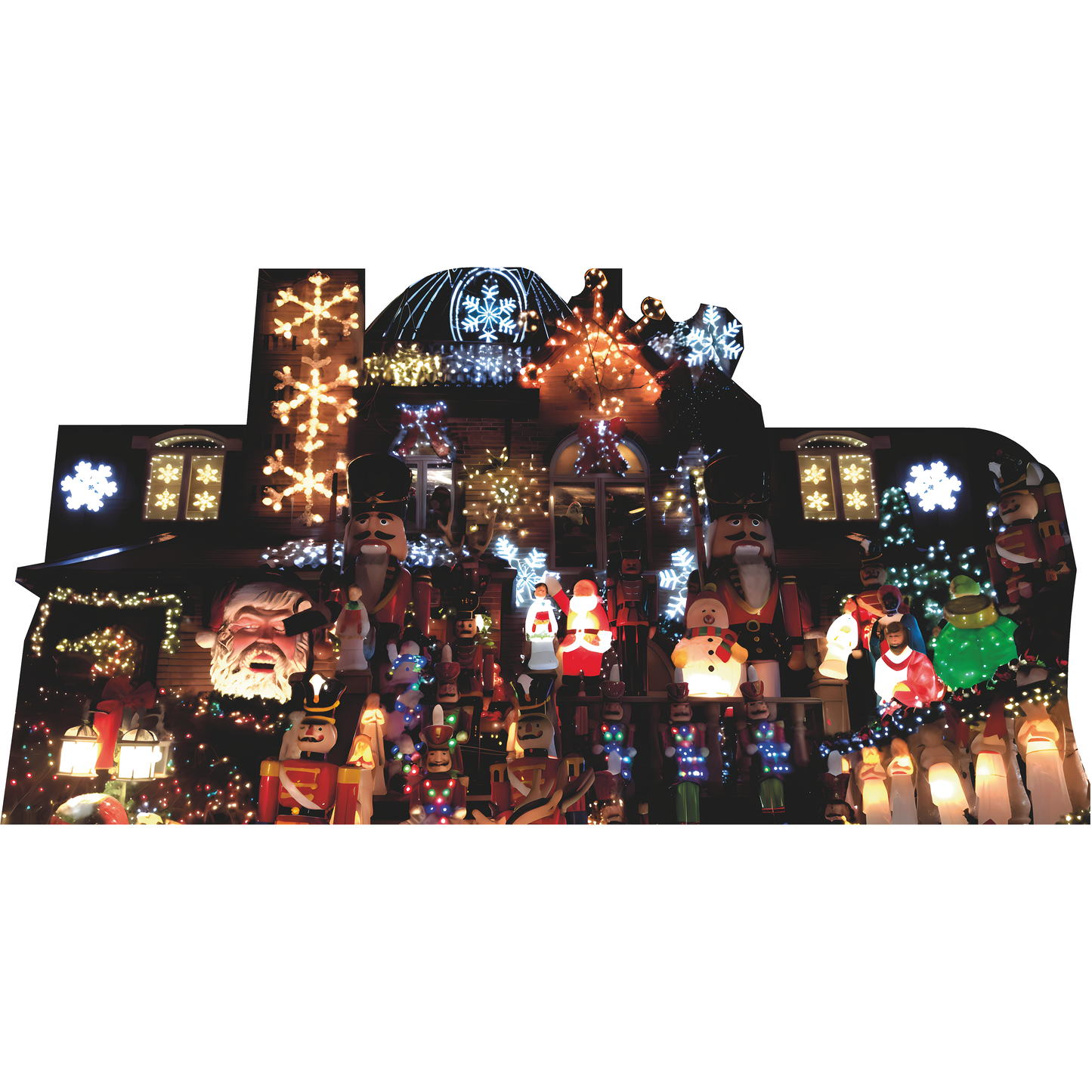 Christmas Night Light Lights Decoration House Santa Nutcracker Tree Elf Cardboard Cutout